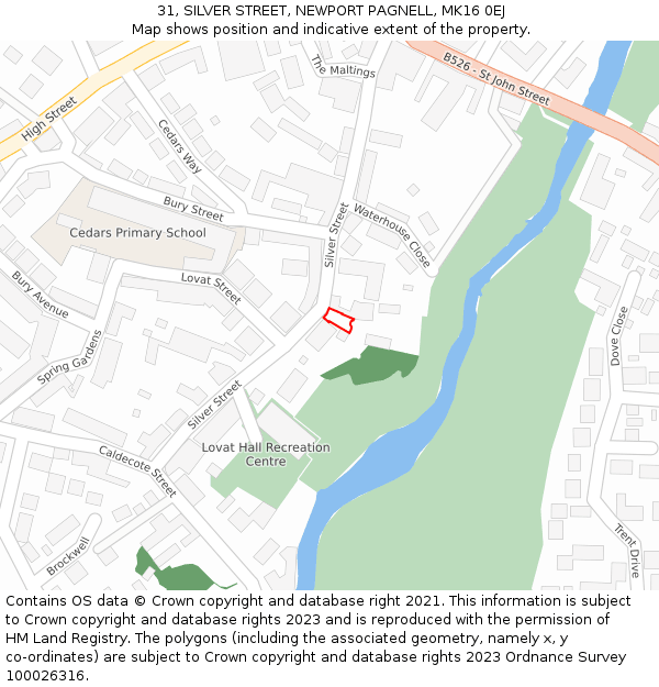 31, SILVER STREET, NEWPORT PAGNELL, MK16 0EJ: Location map and indicative extent of plot