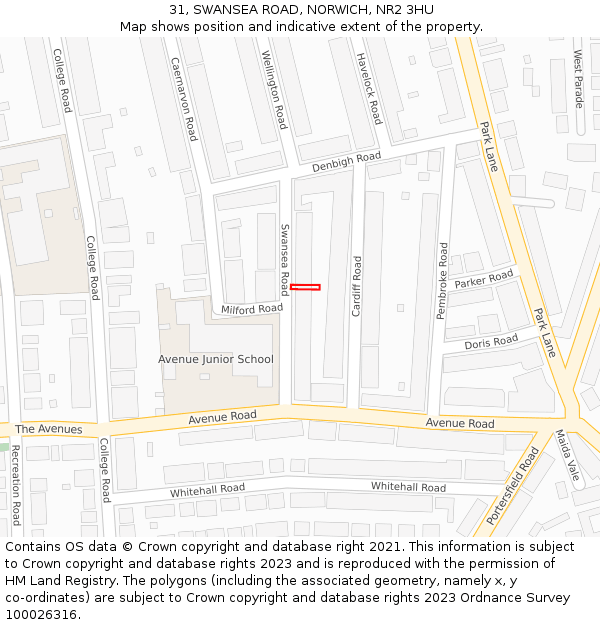 31, SWANSEA ROAD, NORWICH, NR2 3HU: Location map and indicative extent of plot