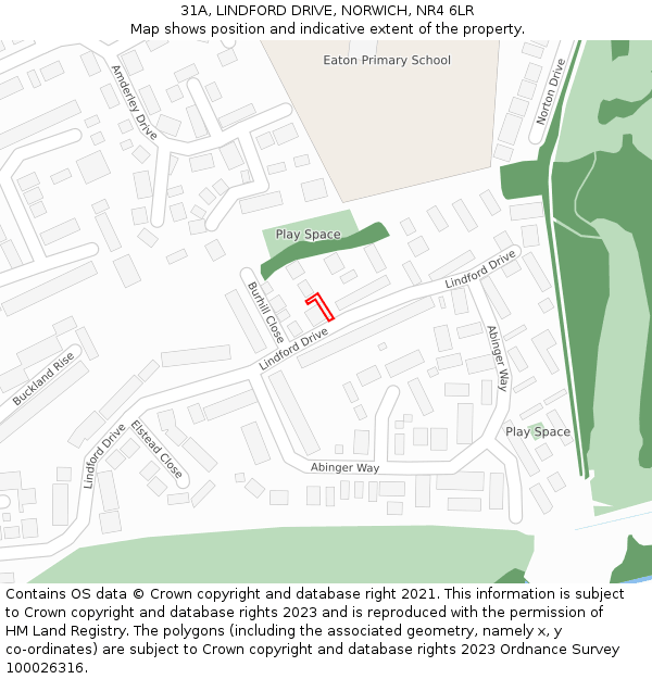 31A, LINDFORD DRIVE, NORWICH, NR4 6LR: Location map and indicative extent of plot