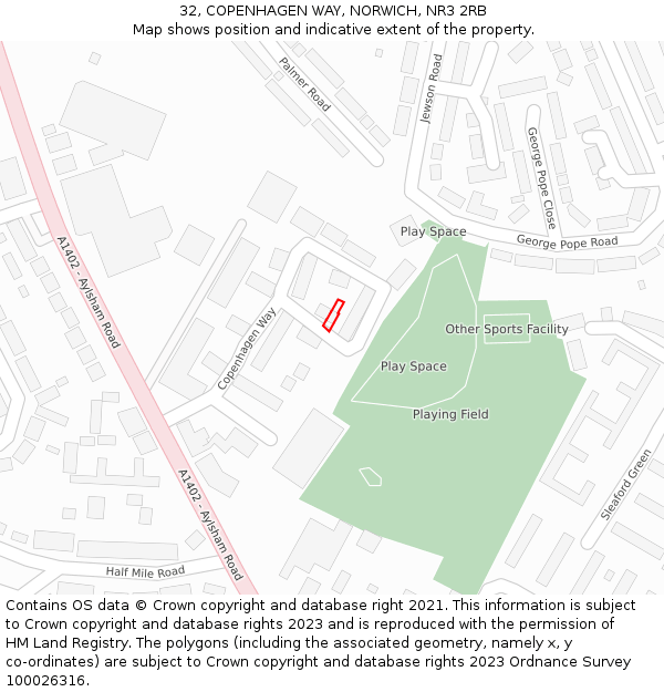 32, COPENHAGEN WAY, NORWICH, NR3 2RB: Location map and indicative extent of plot