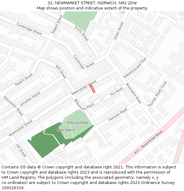 32, NEWMARKET STREET, NORWICH, NR2 2DW: Location map and indicative extent of plot