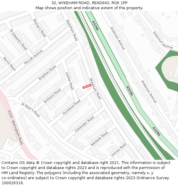 32, WYKEHAM ROAD, READING, RG6 1PP: Location map and indicative extent of plot