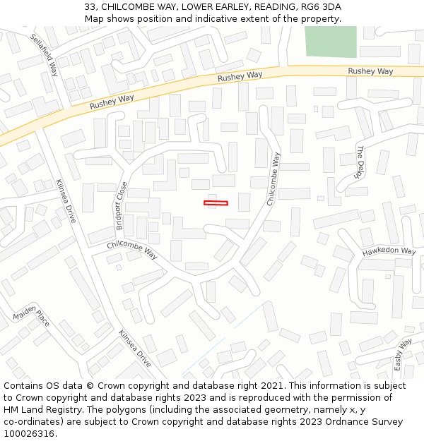 33, CHILCOMBE WAY, LOWER EARLEY, READING, RG6 3DA: Location map and indicative extent of plot