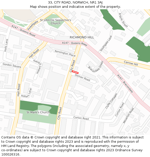 33, CITY ROAD, NORWICH, NR1 3AJ: Location map and indicative extent of plot