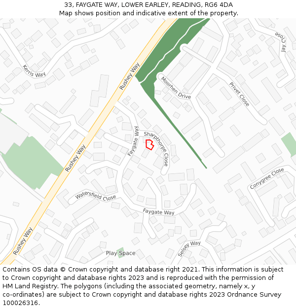 33, FAYGATE WAY, LOWER EARLEY, READING, RG6 4DA: Location map and indicative extent of plot