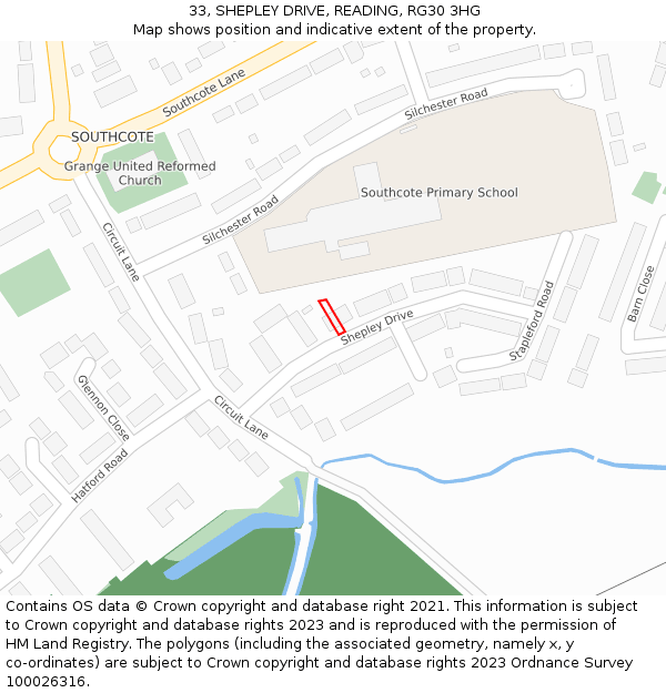 33, SHEPLEY DRIVE, READING, RG30 3HG: Location map and indicative extent of plot