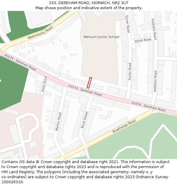 333, DEREHAM ROAD, NORWICH, NR2 3UT: Location map and indicative extent of plot