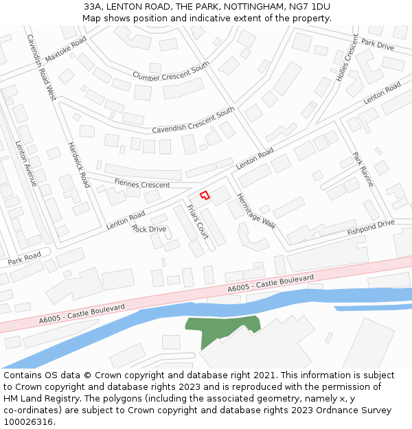 33A, LENTON ROAD, THE PARK, NOTTINGHAM, NG7 1DU: Location map and indicative extent of plot