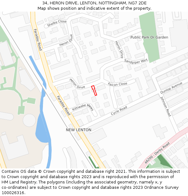 34, HERON DRIVE, LENTON, NOTTINGHAM, NG7 2DE: Location map and indicative extent of plot