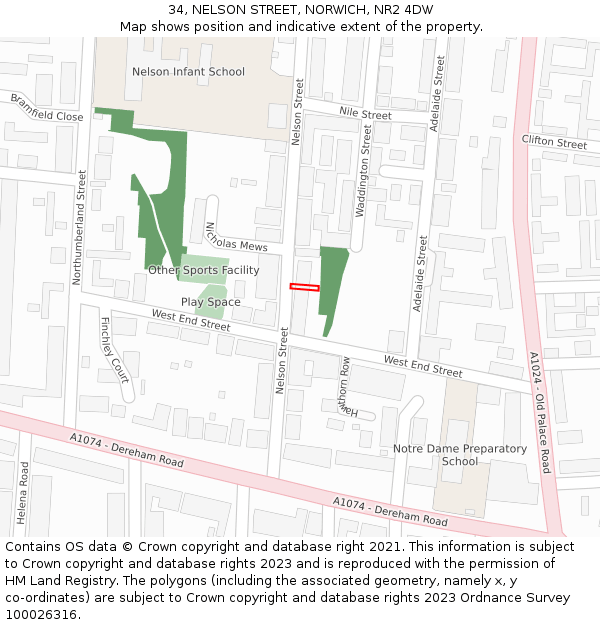 34, NELSON STREET, NORWICH, NR2 4DW: Location map and indicative extent of plot