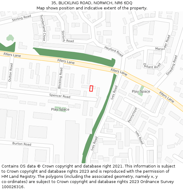 35, BLICKLING ROAD, NORWICH, NR6 6DQ: Location map and indicative extent of plot
