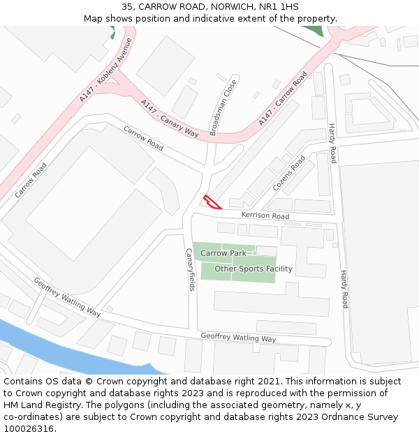 35, CARROW ROAD, NORWICH, NR1 1HS: Location map and indicative extent of plot