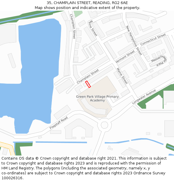 35, CHAMPLAIN STREET, READING, RG2 6AE: Location map and indicative extent of plot