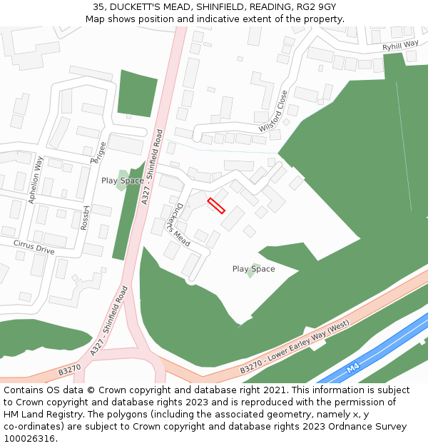 35, DUCKETT'S MEAD, SHINFIELD, READING, RG2 9GY: Location map and indicative extent of plot