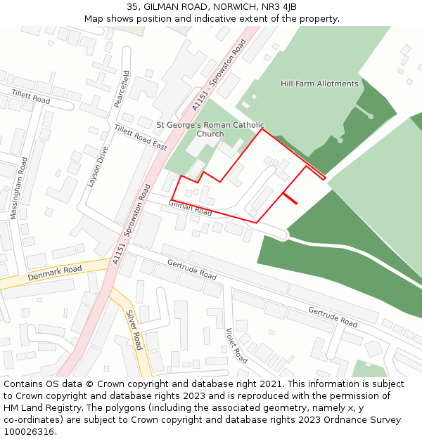 35, GILMAN ROAD, NORWICH, NR3 4JB: Location map and indicative extent of plot