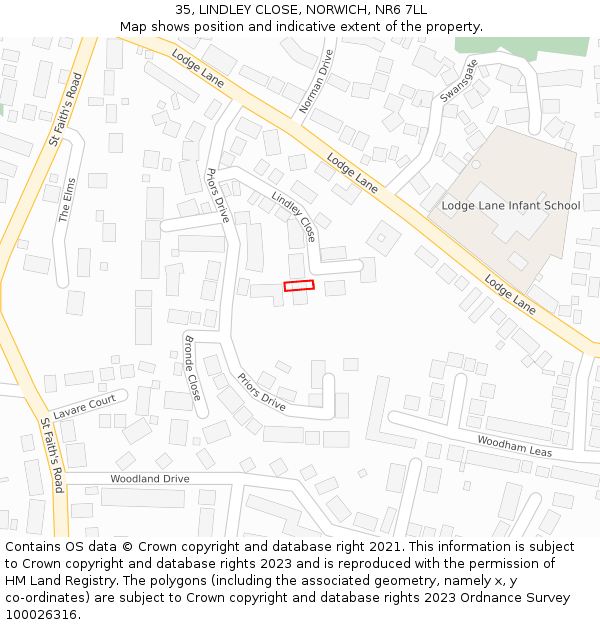 35, LINDLEY CLOSE, NORWICH, NR6 7LL: Location map and indicative extent of plot