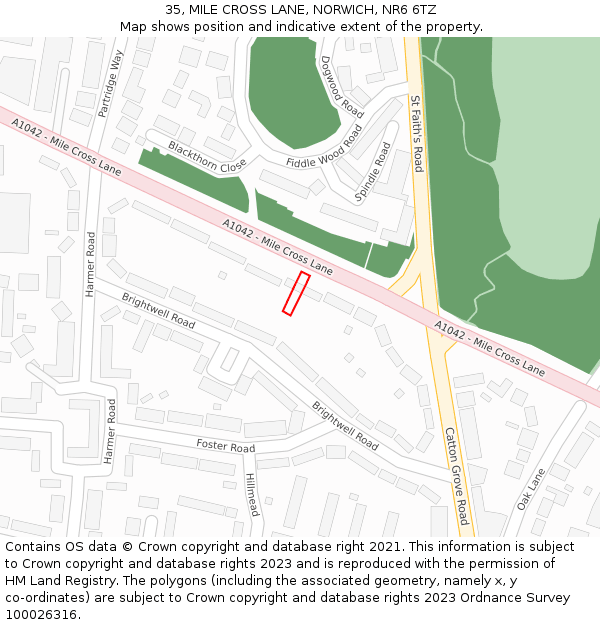 35, MILE CROSS LANE, NORWICH, NR6 6TZ: Location map and indicative extent of plot