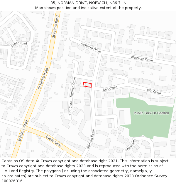 35, NORMAN DRIVE, NORWICH, NR6 7HN: Location map and indicative extent of plot