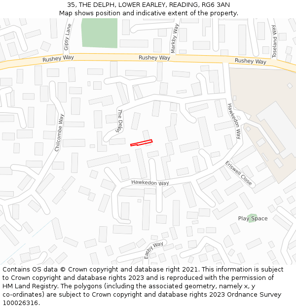 35, THE DELPH, LOWER EARLEY, READING, RG6 3AN: Location map and indicative extent of plot