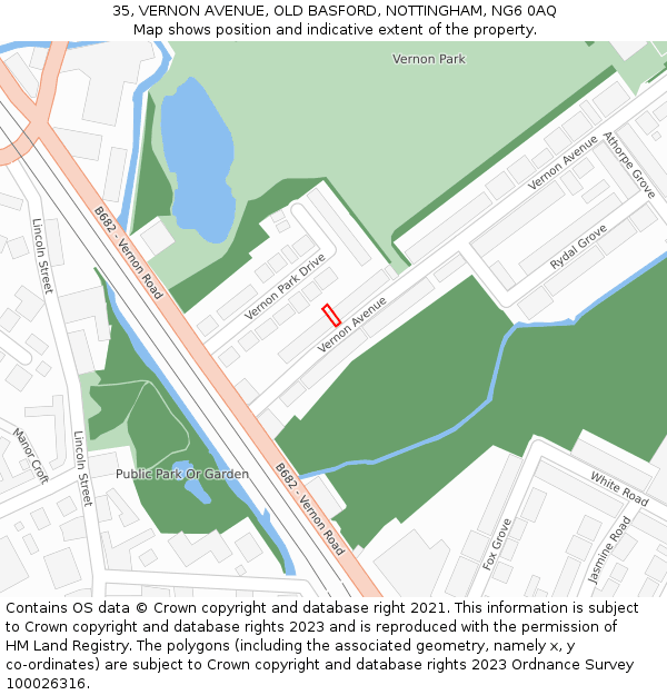 35, VERNON AVENUE, OLD BASFORD, NOTTINGHAM, NG6 0AQ: Location map and indicative extent of plot