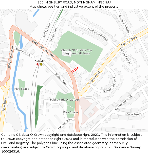 356, HIGHBURY ROAD, NOTTINGHAM, NG6 9AF: Location map and indicative extent of plot