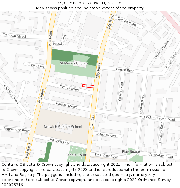 36, CITY ROAD, NORWICH, NR1 3AT: Location map and indicative extent of plot