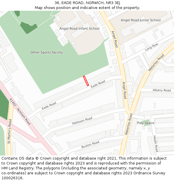 36, EADE ROAD, NORWICH, NR3 3EJ: Location map and indicative extent of plot