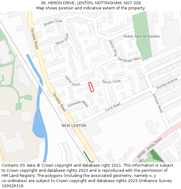 36, HERON DRIVE, LENTON, NOTTINGHAM, NG7 2DE: Location map and indicative extent of plot