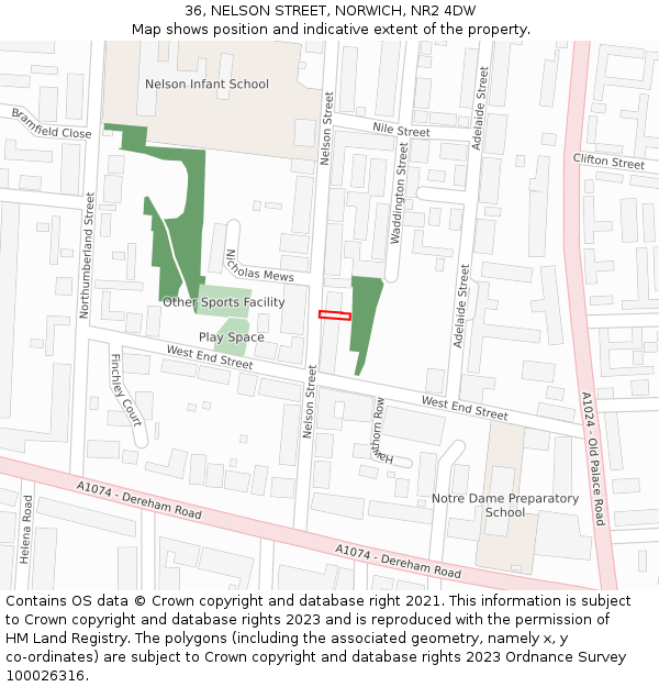 36, NELSON STREET, NORWICH, NR2 4DW: Location map and indicative extent of plot