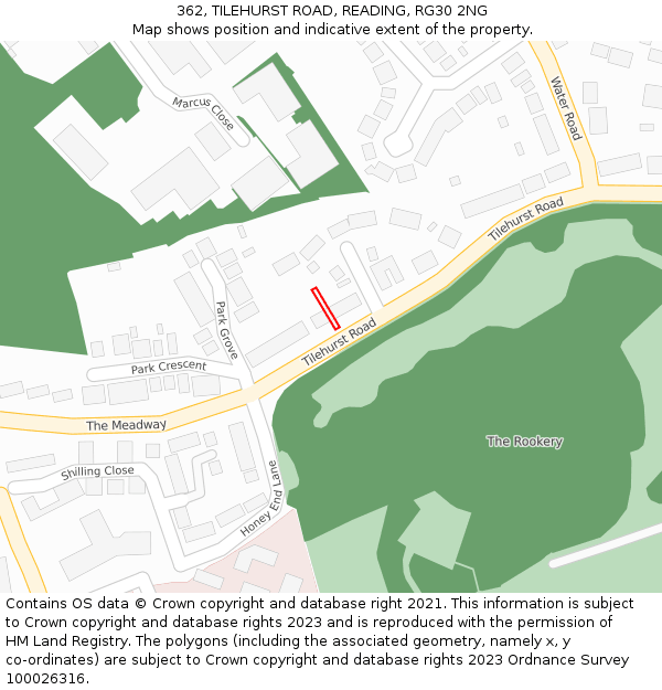 362, TILEHURST ROAD, READING, RG30 2NG: Location map and indicative extent of plot