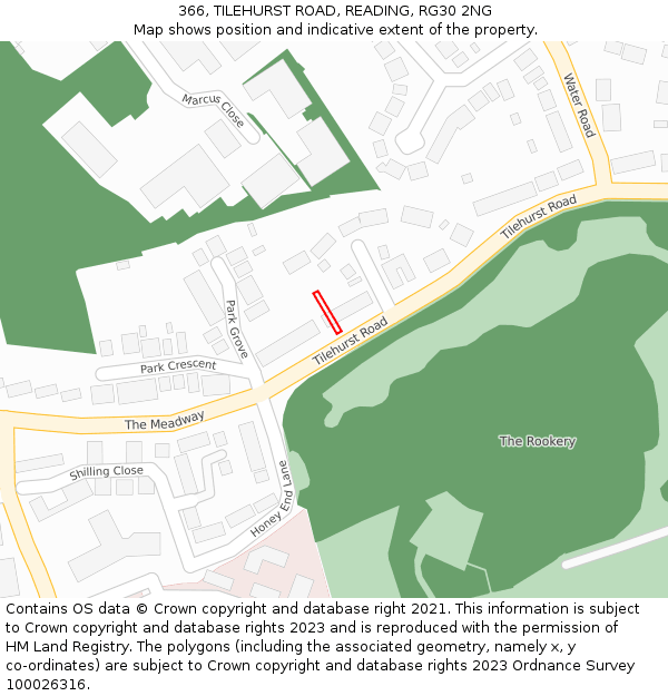 366, TILEHURST ROAD, READING, RG30 2NG: Location map and indicative extent of plot