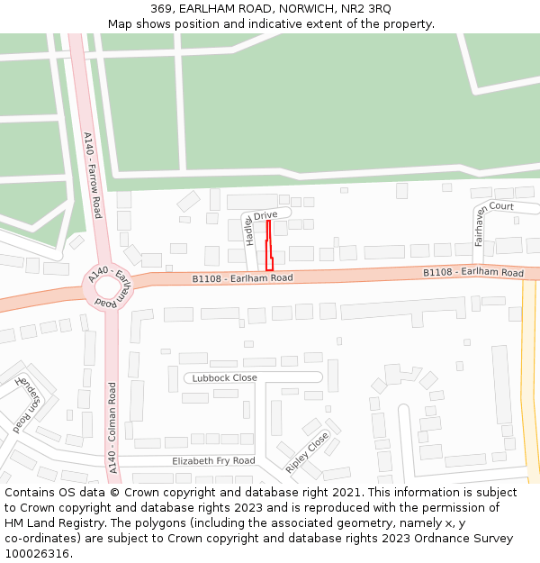 369, EARLHAM ROAD, NORWICH, NR2 3RQ: Location map and indicative extent of plot