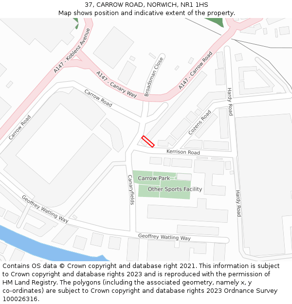 37, CARROW ROAD, NORWICH, NR1 1HS: Location map and indicative extent of plot