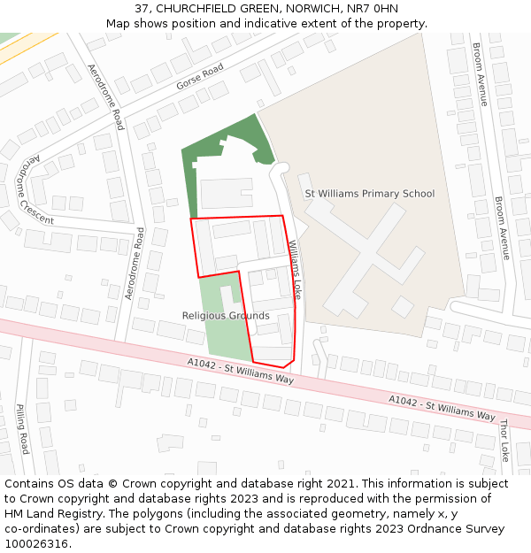 37, CHURCHFIELD GREEN, NORWICH, NR7 0HN: Location map and indicative extent of plot