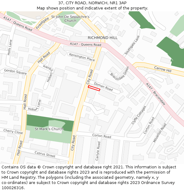 37, CITY ROAD, NORWICH, NR1 3AP: Location map and indicative extent of plot