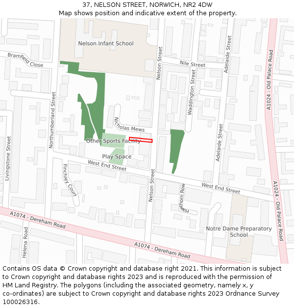 37, NELSON STREET, NORWICH, NR2 4DW: Location map and indicative extent of plot