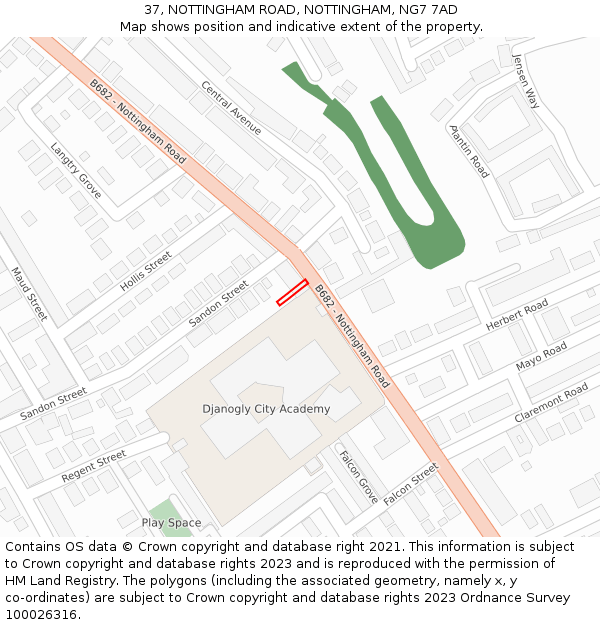 37, NOTTINGHAM ROAD, NOTTINGHAM, NG7 7AD: Location map and indicative extent of plot