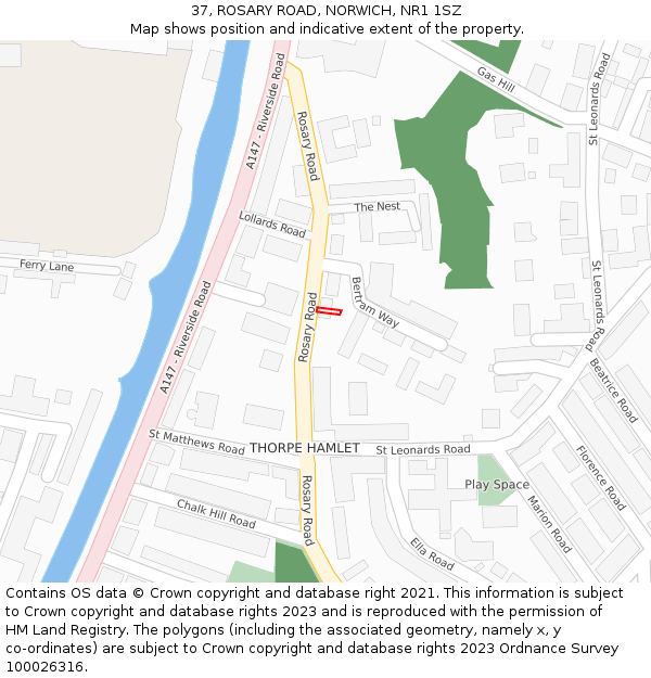 37, ROSARY ROAD, NORWICH, NR1 1SZ: Location map and indicative extent of plot