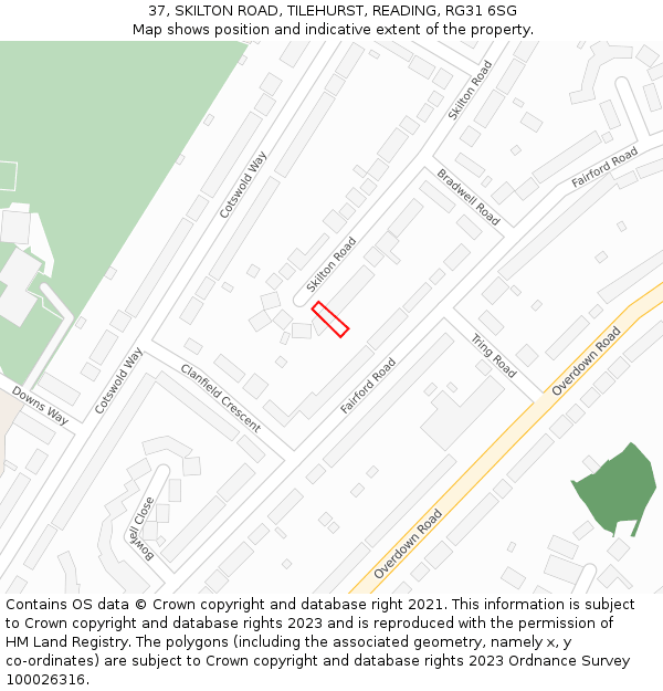 37, SKILTON ROAD, TILEHURST, READING, RG31 6SG: Location map and indicative extent of plot
