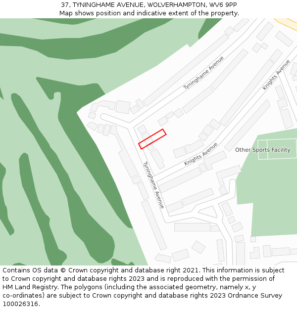 37, TYNINGHAME AVENUE, WOLVERHAMPTON, WV6 9PP: Location map and indicative extent of plot