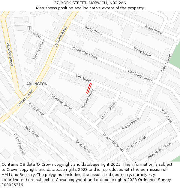 37, YORK STREET, NORWICH, NR2 2AN: Location map and indicative extent of plot
