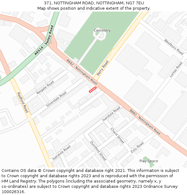 371, NOTTINGHAM ROAD, NOTTINGHAM, NG7 7EU: Location map and indicative extent of plot