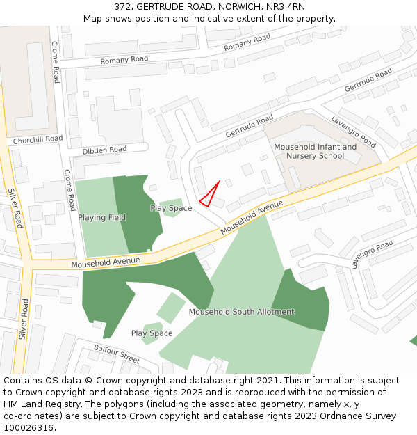 372, GERTRUDE ROAD, NORWICH, NR3 4RN: Location map and indicative extent of plot