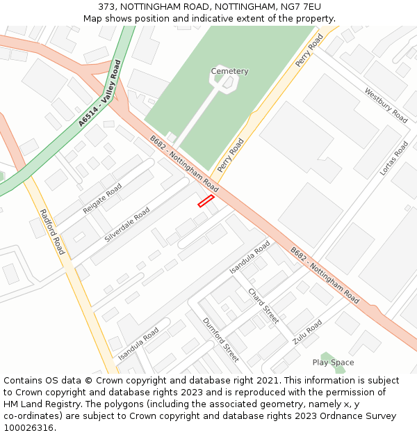 373, NOTTINGHAM ROAD, NOTTINGHAM, NG7 7EU: Location map and indicative extent of plot