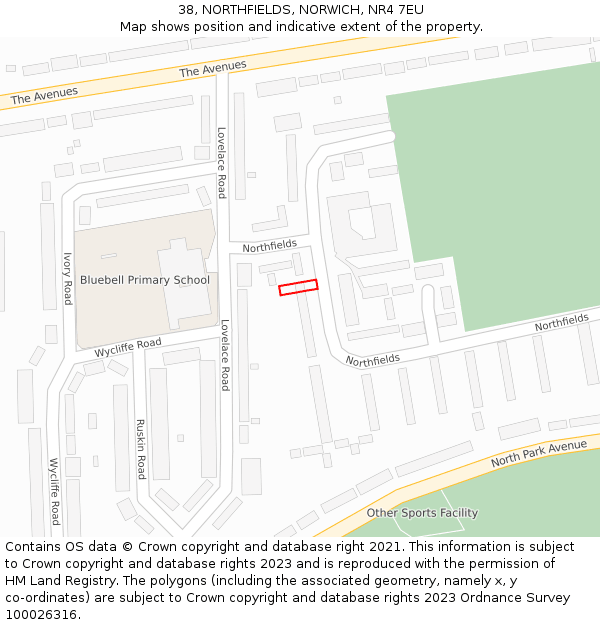 38, NORTHFIELDS, NORWICH, NR4 7EU: Location map and indicative extent of plot