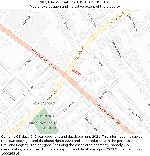387, HAYDN ROAD, NOTTINGHAM, NG5 1DZ: Location map and indicative extent of plot
