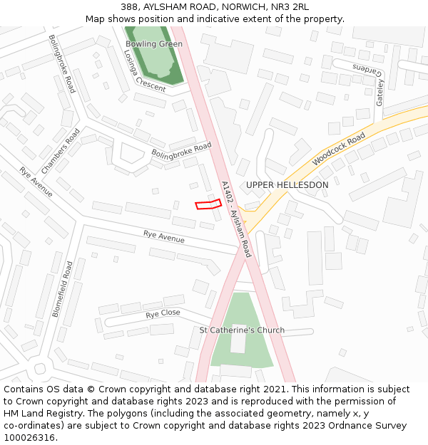 388, AYLSHAM ROAD, NORWICH, NR3 2RL: Location map and indicative extent of plot
