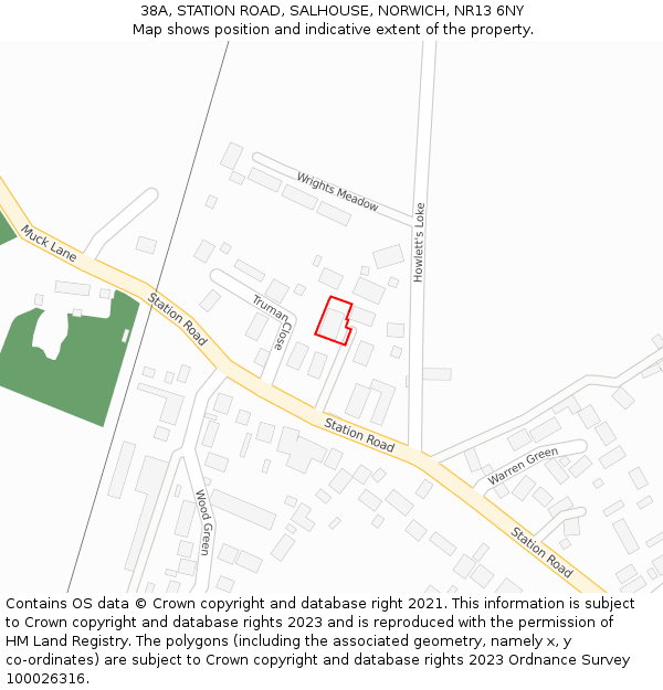 38A, STATION ROAD, SALHOUSE, NORWICH, NR13 6NY: Location map and indicative extent of plot