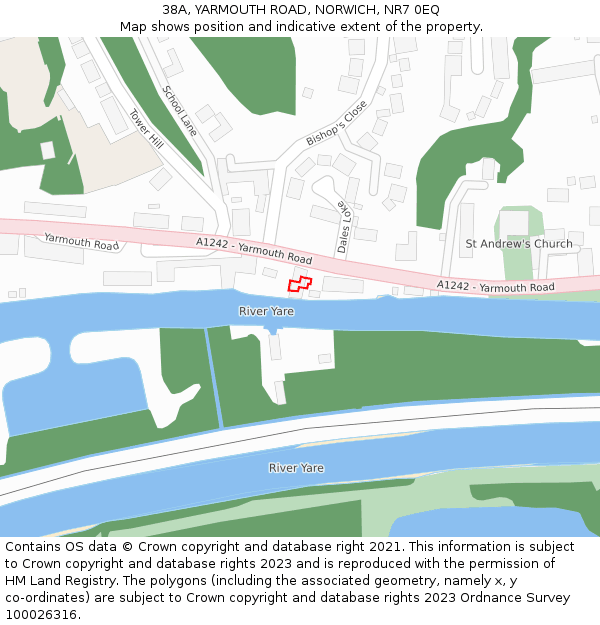 38A, YARMOUTH ROAD, NORWICH, NR7 0EQ: Location map and indicative extent of plot