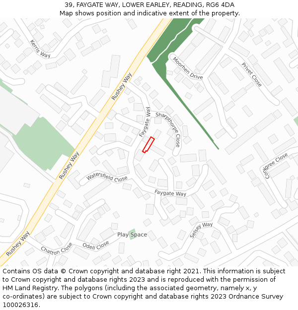 39, FAYGATE WAY, LOWER EARLEY, READING, RG6 4DA: Location map and indicative extent of plot